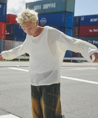 WEGO メッシュニットプルオーバー（LS） オフホワイト