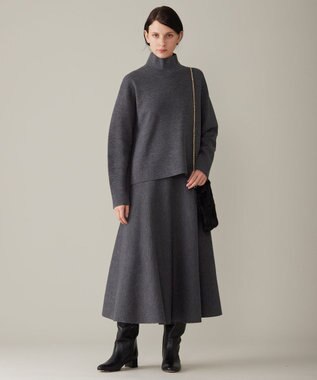 自由区 S 【洗える】ウールミラノハイネック ニット グレー系