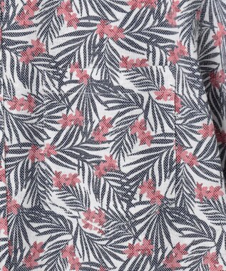 JOSEPH ABBOUD 【リネン素材/清涼感/吸水速乾】リネンハニカムプリント 半袖 シャツ レッド系6