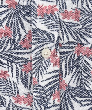 JOSEPH ABBOUD 【リネン素材/清涼感/吸水速乾】リネンハニカムプリント 半袖 シャツ レッド系6