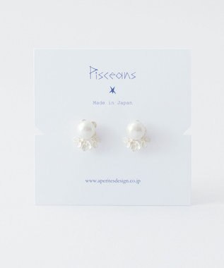 Pisceans 2wayフローラル&コットンパールピアス マットシルバー