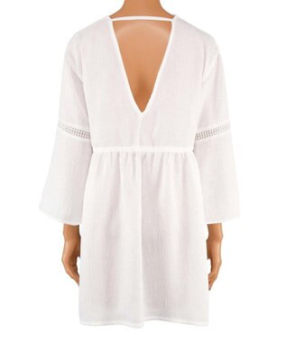 San-ai Resort（三愛水着楽園） 楊柳×レース　羽織り　F【San-ai Resort（サンアイリゾート）】 ホワイト