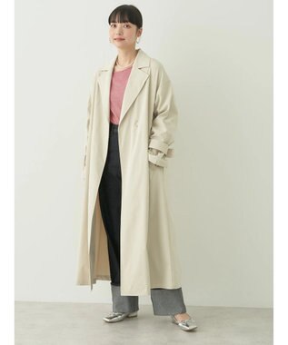 earth music&ecology 着流しロングトレンチ Ecru