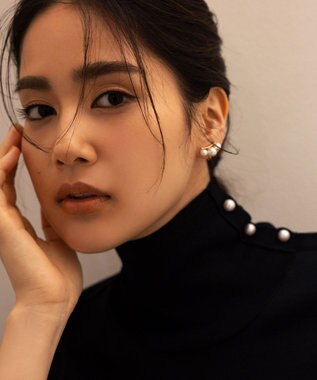 組曲 MINA六分袖タートルネック ニット ブラック系