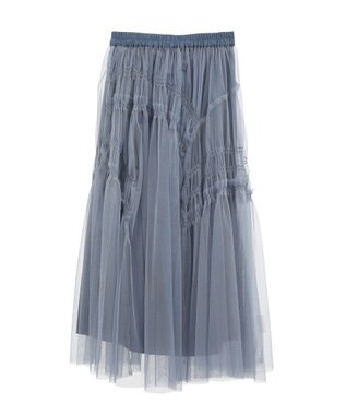 earth music&ecology シャーリングギャザーチュールスカート Blue
