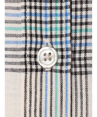 Green Parks 綿麻混バンドカラーシャツワンピース Check