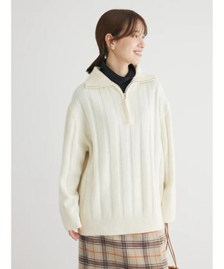 Green Parks ・Ｐｅｔｉｔ　Ｆｌｅｕｒ　ハーフＺＩＰニット Off White