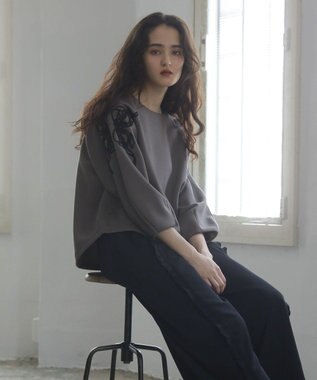 Green Parks ■ＥＳＣＡＲ　リボンコード刺繍プルオーバー Charcoal Gray