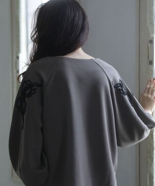 Green Parks ■ＥＳＣＡＲ　リボンコード刺繍プルオーバー Charcoal Gray