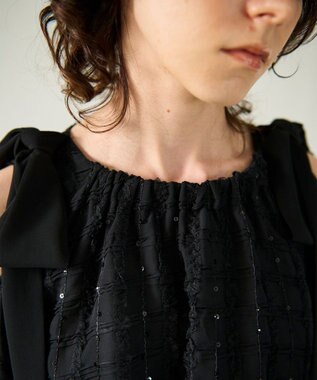 GRACE CONTINENTAL チュールフリルフレアトップ ブラック