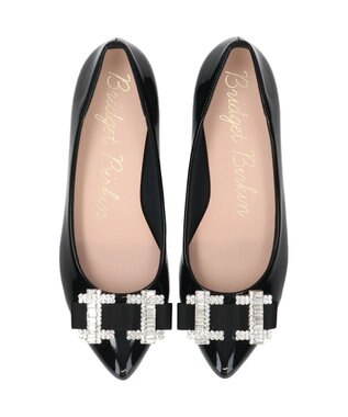 Bridget Birkin 【Bridget Birkin】ビジューリボンバレエレインパンプス ブラックエナメル