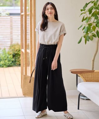 ANY 【手洗い可】ヨーロピアンリネンツイストスリーブブラウス ベージュ