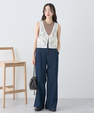 earth music&ecology ランダムリブノースリーブニット Mocha