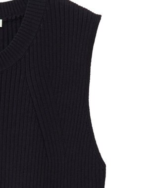 earth music&ecology ランダムリブノースリーブニット Black