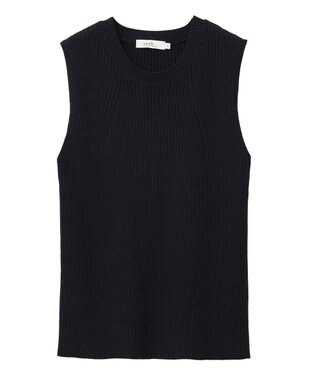 earth music&ecology ランダムリブノースリーブニット Black