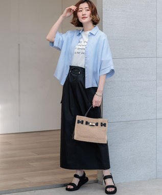 23区 【先行予約】VIOLAd'ORO イタリアンラフィアシート ベルトデザイン 2WAYトートバッグ ベージュ系