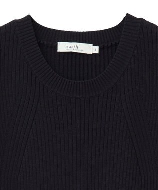 earth music&ecology ランダムリブノースリーブニット Black