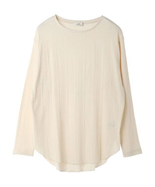 earth music&ecology コットンシアークルーネックプルオーバー Ivory