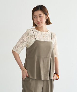 YECCA VECCA ドライタッチペプラムサロペット Dark Beige