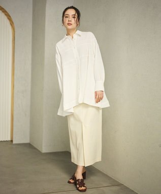 #Newans 【洗濯機可能】Aラインパネルチュニックシャツ ホワイト