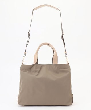 LA BAGAGERIE ツイルナイロン×エナメル 2WAYトートバッグ Mサイズ グレージュ