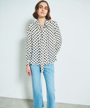 GRACE CONTINENTAL ドットプリントボウタイブラウス キナリ