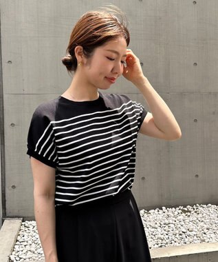 UNFILO L 【接触冷感/UVケア/抗菌防臭】スゴ機能 コンパクトニットT [新色]ブラック×ホワイト