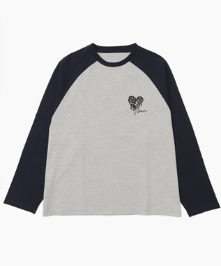 WEGO ラグランハートグラフィックT（LS） アッシュグレー