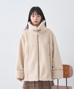 earth music&ecology ボアZIPブルゾン Ivory