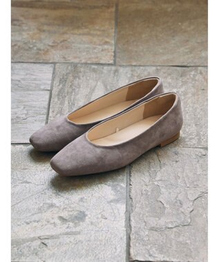 AMERICAN HOLIC 【整履き】スクエアトゥスェードフラットシューズ Light Beige