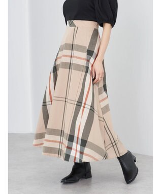 earth music&ecology ＢＩＧチェックフレアスカート Beige