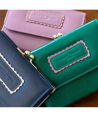 tsumori chisato CARRY シンプルバイカラー がま口 2つ折り財布 グリーン
