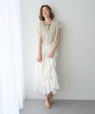 YECCA VECCA アシメラッフルスカート Off White