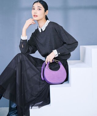 組曲 【加藤ローサさん着用】キャットショルダー バッグ パープル系