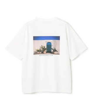 UNFILO MENS スマートストレッチ PHOTO TEE オフホワイト×ブルー