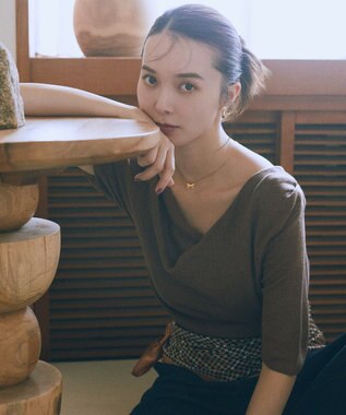 earth music&ecology ドレープニットプルオーバー Brown