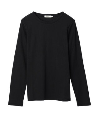 earth music&ecology チェーンリブクルーネックプルオーバー Black