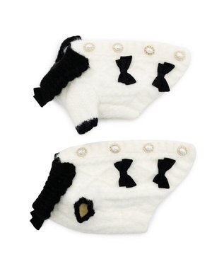 PET PARADISE cherircouture リボンニット 小型犬 ホワイト×ブラック