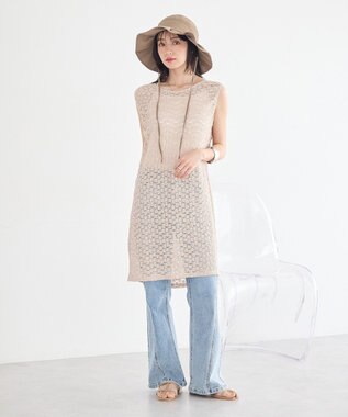 earth music&ecology 【2WAY】レースギャザーワンピース Beige