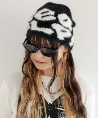 WEGO シャギーロゴニットワッチ ブラック