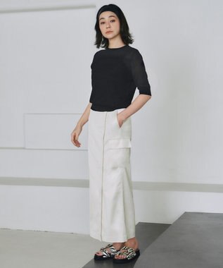 ICB 【洗える】 レースパターン ニット ブラック系