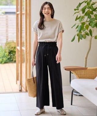 ANY 【手洗い可】ヨーロピアンリネンツイストスリーブブラウス ベージュ