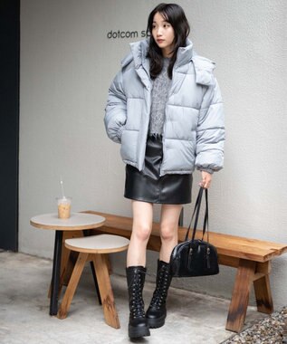 WEGO 【フード取り外し可能】2WAYパテッドジャケット グレー