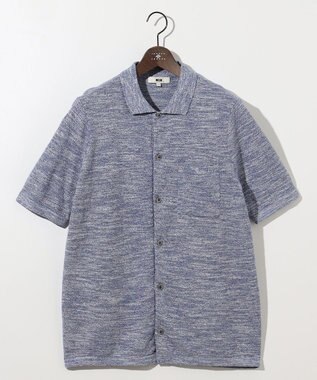 JOSEPH ABBOUD 【イタリア糸使用/軽い/洗える/サスティナブル】スラブギマ ニット シャツ サックスブルー系