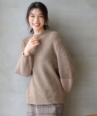 ANY ラムウールフェザーコンビプルオーバー モカ