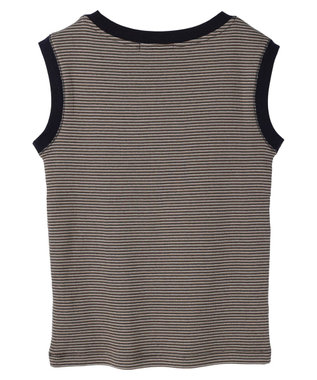 AMERICAN HOLIC ミジンボーダーノースリーブカットプルオーバー Navy