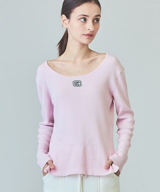 ロゴ刺繍リブトップ