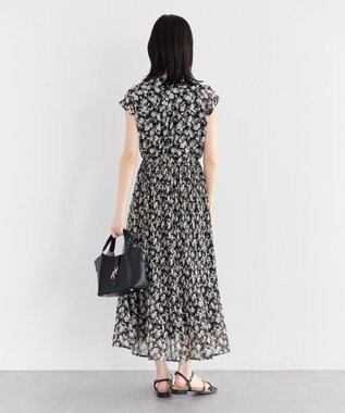 YECCA VECCA 花柄プリーツワンピース Black