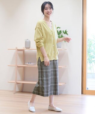 ANY 【ウエストゴム/ストレッチ】チェックタイトスカート ブラウン系