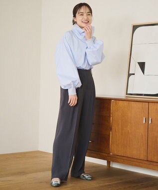 #Newans リラックスフィットタートルネックブラウス サックスブルー